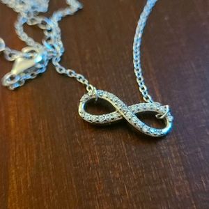 Silver diamond infinity necklace